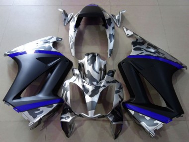 Cheap 2002-2013 Honda VFR 800 Motorcycle Fairings - Grey Camouflage Blue Matte Black