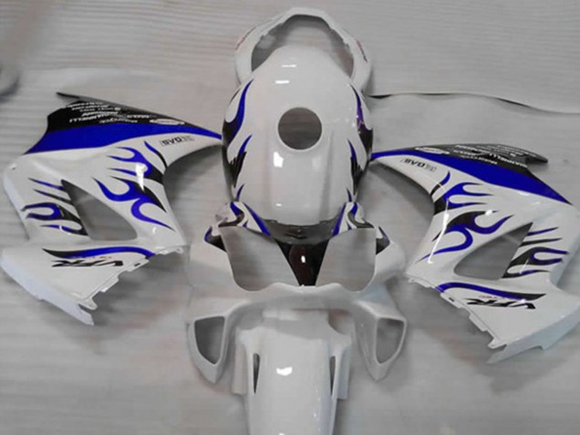 2002-2013 Honda VFR 800 Motorcycle Fairings - White Blue Flame