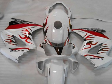 Cheap 2002-2013 Honda VFR 800 Motorcycle Fairings - White Red Flame