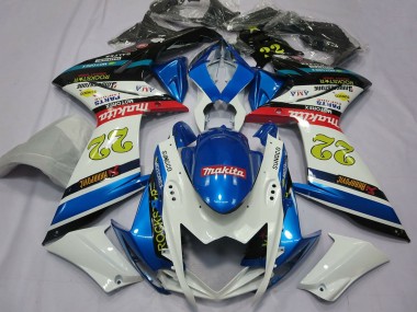 Cheap 2007-2008 Suzuki GSXR 1000 Motorcycle Fairings - White Blue Red Black Motul 22