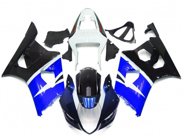 2003-2004 Suzuki GSXR 1000 Motorcycle Fairings - White Blue Glossy Black