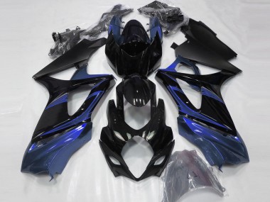 Cheap 2007-2008 Suzuki GSXR 1000 Motorcycle Fairings - Blue Glossy Black