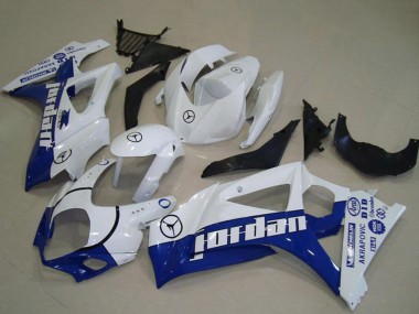 Cheap 2007-2008 Suzuki GSXR 1000 Motorcycle Fairings - White Blue Jordan
