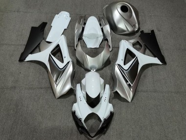 Cheap 2007-2008 Suzuki GSXR 1000 Motorcycle Fairings - White Silver Black