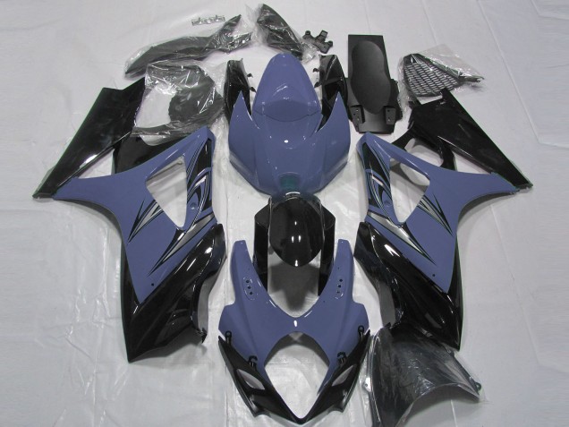 2007-2008 Suzuki GSXR 1000 Motorcycle Fairings - Dark Blue Glossy Black