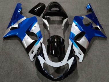 Cheap 2000-2002 Suzuki GSXR 1000 Motorcycle Fairings - Blue Silver Glossy Black OEM Style