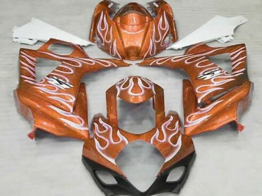 Cheap 2007-2008 Suzuki GSXR 1000 Motorcycle Fairings - Orange White Flame