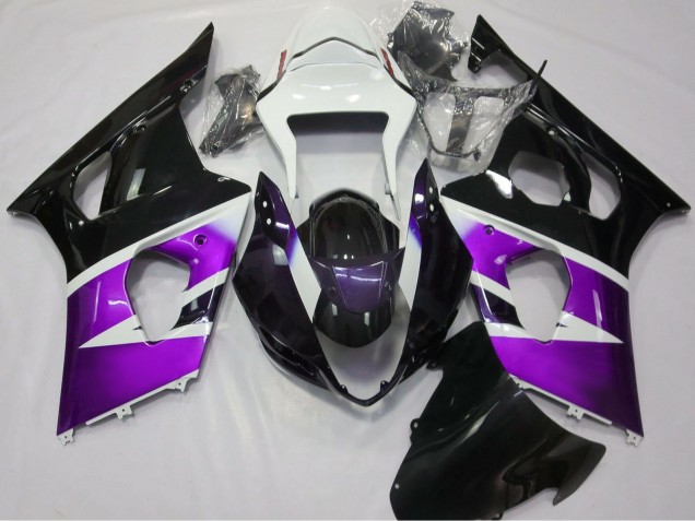2003-2004 Suzuki GSXR 1000 Motorcycle Fairings - Purple White Glossy Black
