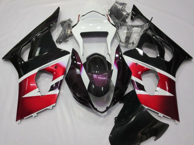 2003-2004 Suzuki GSXR 1000 Motorcycle Fairings - Red White Glossy Black