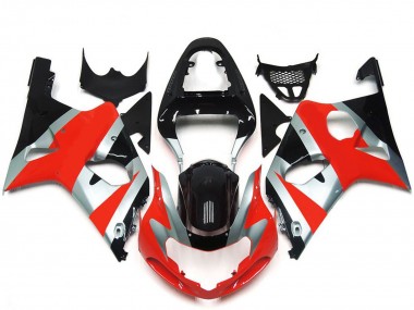 Cheap 2000-2002 Suzuki GSXR 1000 Motorcycle Fairings - Silver Red Glossy Black OEM Style