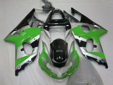 Cheap 2000-2002 Suzuki GSXR 1000 Motorcycle Fairings - Green Silver Glossy Black OEM Style