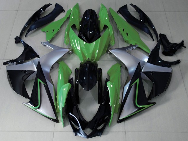2009-2016 Suzuki GSXR 1000 Motorcycle Fairings - Green Silver Black