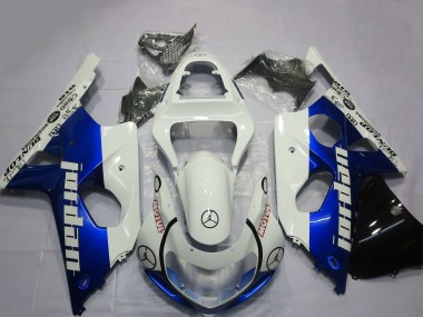 Cheap 2000-2002 Suzuki GSXR 1000 Motorcycle Fairings - White Blue Jordan