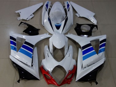 Cheap 2007-2008 Suzuki GSXR 1000 Motorcycle Fairings - White Blue OEM Style