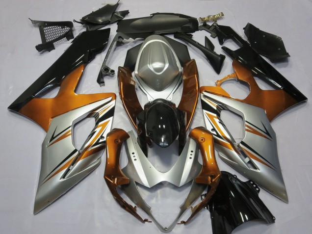 2005-2006 Suzuki GSXR 1000 Motorcycle Fairings - Orange Silver Glossy Black