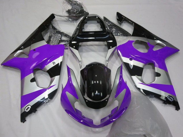 2000-2002 Suzuki GSXR 1000 Motorcycle Fairings - Purple Silver Glossy Black OEM Style