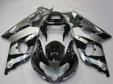 Cheap 2000-2002 Suzuki GSXR 1000 Motorcycle Fairings - Silver Glossy Black