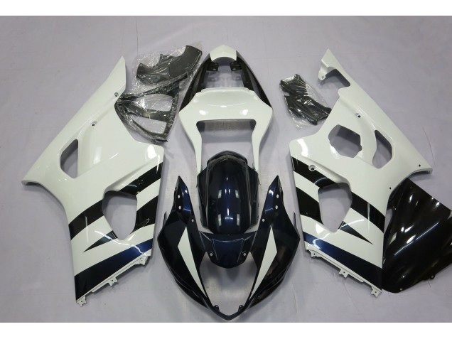 2003-2004 Suzuki GSXR 1000 Motorcycle Fairings - White Glossy Black