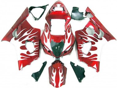 Cheap 2003-2004 Suzuki GSXR 1000 Motorcycle Fairings - White Red Flame