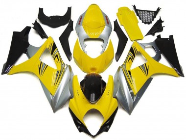 Cheap 2007-2008 Suzuki GSXR 1000 Motorcycle Fairings - Yellow Silver Black OEM Style