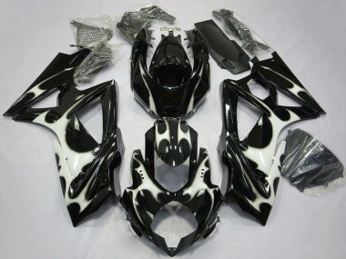 Cheap 2008-2010 Suzuki GSXR 600 / GSXR 750 Motorcycle Fairings - Glossy Black White