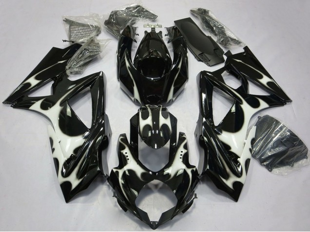 2008-2010 Suzuki GSXR 600 / GSXR 750 Motorcycle Fairings - Glossy Black White