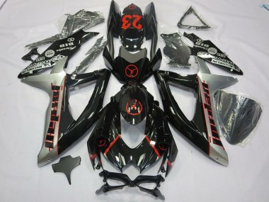 Cheap 2008-2010 Suzuki GSXR 600 / GSXR 750 Motorcycle Fairings - Glossy Black Silver Red Jordan 23