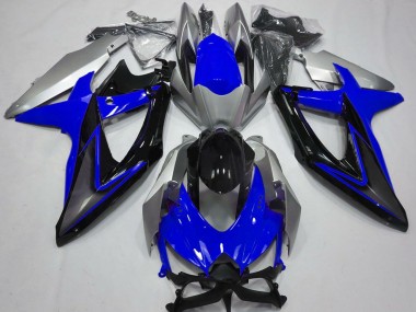 Cheap 2008-2010 Suzuki GSXR 600 / GSXR 750 Motorcycle Fairings - Silver Blue Glossy Black