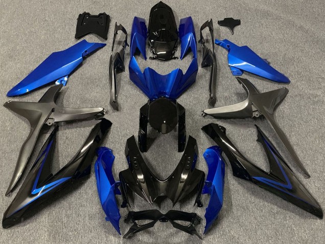 2008-2010 Suzuki GSXR 600 / GSXR 750 Motorcycle Fairings - Blue Grey Glossy Black