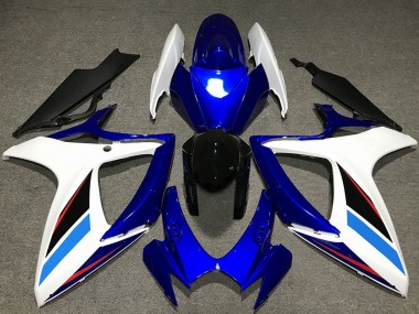 Cheap 2006-2007 Suzuki GSXR 600 / GSXR 750 Motorcycle Fairing Kits - White Blue Glossy Black