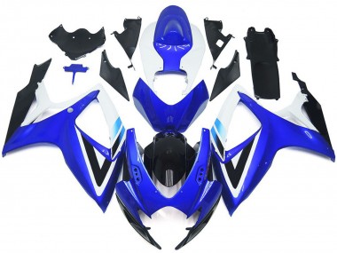 Cheap 2006-2007 Suzuki GSXR 600 / GSXR 750 Motorcycle Fairing Kits - White Blue Glossy Black OEM Style