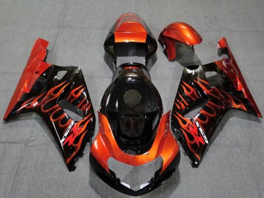 Cheap 2001-2003 Suzuki GSXR 600 / GSXR 750 Motorcycle Fairings - Glossy Black Orange Flame