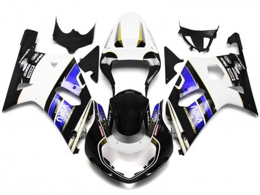 Cheap 2001-2003 Suzuki GSXR 600 / GSXR 750 Motorcycle Fairings - White Blue Glossy Black Viru Style