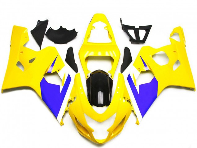 2004-2005 Suzuki GSXR 600 / GSXR 750 Motorcycle Fairings - Yellow Blue White Glossy Black