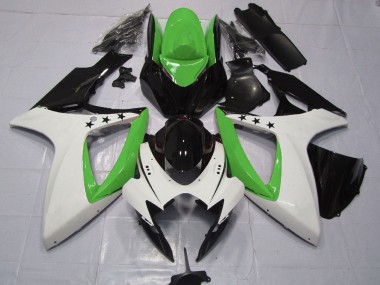 Cheap 2006-2007 Suzuki GSXR 600 / GSXR 750 Motorcycle Fairings - Green White Glossy Black Star