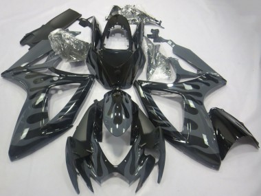 Cheap 2006-2007 Suzuki GSXR 600 / GSXR 750 Motorcycle Fairings - Grey Black Flame