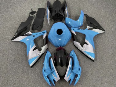 Cheap 2006-2007 Suzuki GSXR 600 / GSXR 750 Motorcycle Fairings - Light Blue White Glossy Black