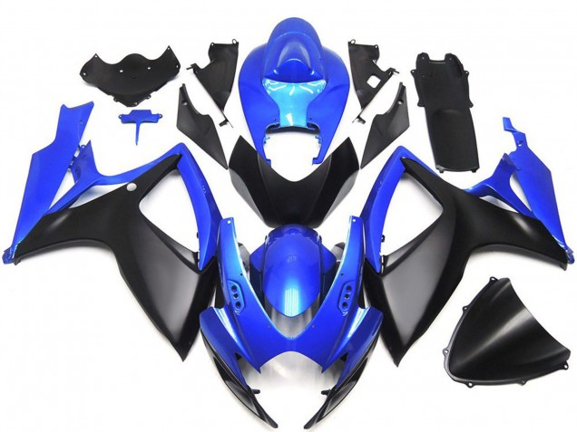 2006-2007 Suzuki GSXR 600 / GSXR 750 Motorcycle Fairings - Blue Matte Black Custom OEM Style