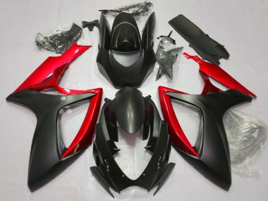 Cheap 2006-2007 Suzuki GSXR 600 / GSXR 750 Motorcycle Fairings - Matte Black Red