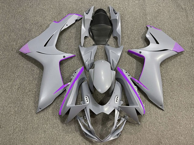 2011-2024 Suzuki GSXR 600 / GSXR 750 Motorcycle Fairings - Matte Nardo Grey Purple Accents