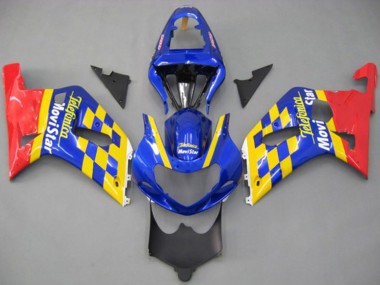Cheap 2001-2003 Suzuki GSXR 600 / GSXR 750 Motorcycle Fairings - Blue Yellow Red Telefumica MoviStar