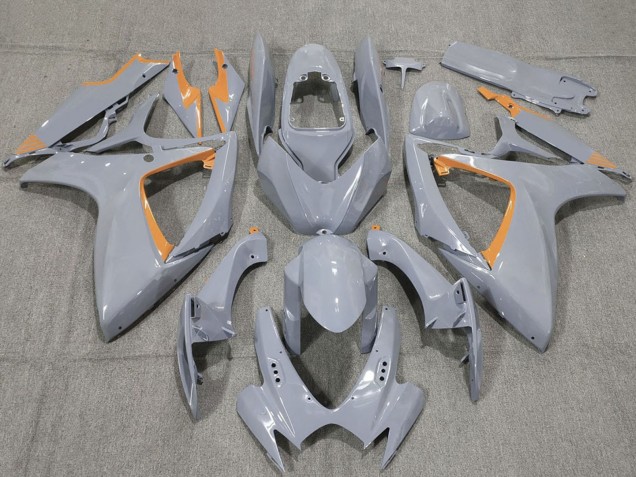 2006-2007 Suzuki GSXR 600 / GSXR 750 Motorcycle Fairings - Nardo Grey and Orange Trim