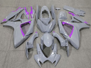 Cheap 2006-2007 Suzuki GSXR 600 / GSXR 750 Motorcycle Fairings - Nardo Grey and Purple Trim