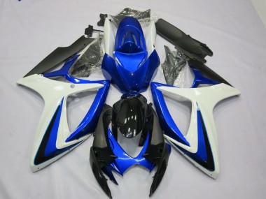 Cheap 2006-2007 Suzuki GSXR 600 / GSXR 750 Motorcycle Fairings - White Blue Glossy Black OEM Style