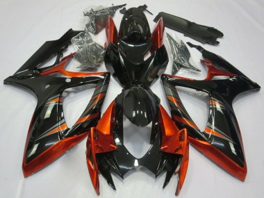 Cheap 2006-2007 Suzuki GSXR 600 / GSXR 750 Motorcycle Fairings - Orange Glossy Black