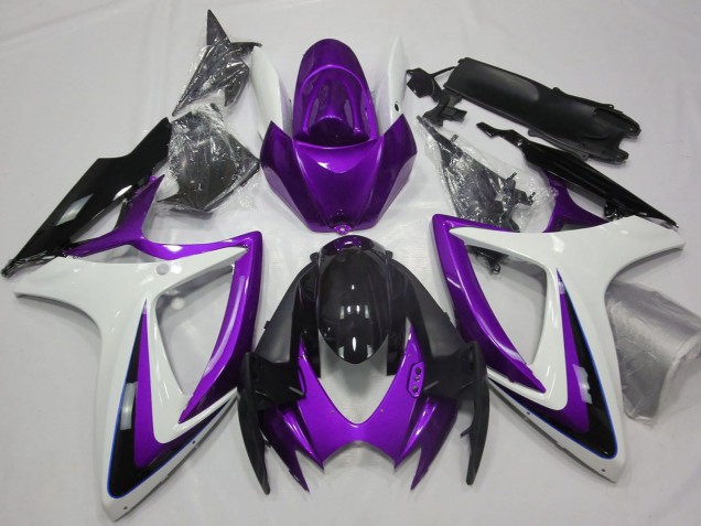 2006-2007 Suzuki GSXR 600 / GSXR 750 Motorcycle Fairings - Purple White Glossy Black