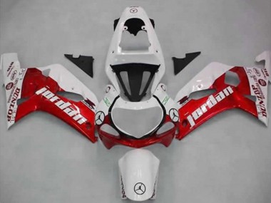 Cheap 2001-2003 Suzuki GSXR 600 / GSXR 750 Motorcycle Fairings - White Red Jordan Dunlop