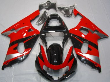 Cheap 2001-2003 Suzuki GSXR 600 / GSXR 750 Motorcycle Fairings - Red Silver Glossy Black OEM Style
