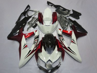 Cheap 2008-2010 Suzuki GSXR 600 / GSXR 750 Motorcycle Fairings - White Red Glossy Black