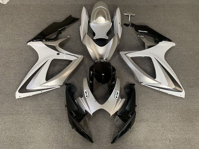 2006-2007 Suzuki GSXR 600 / GSXR 750 Motorcycle Fairings - Silver White Glossy Black OEM Style